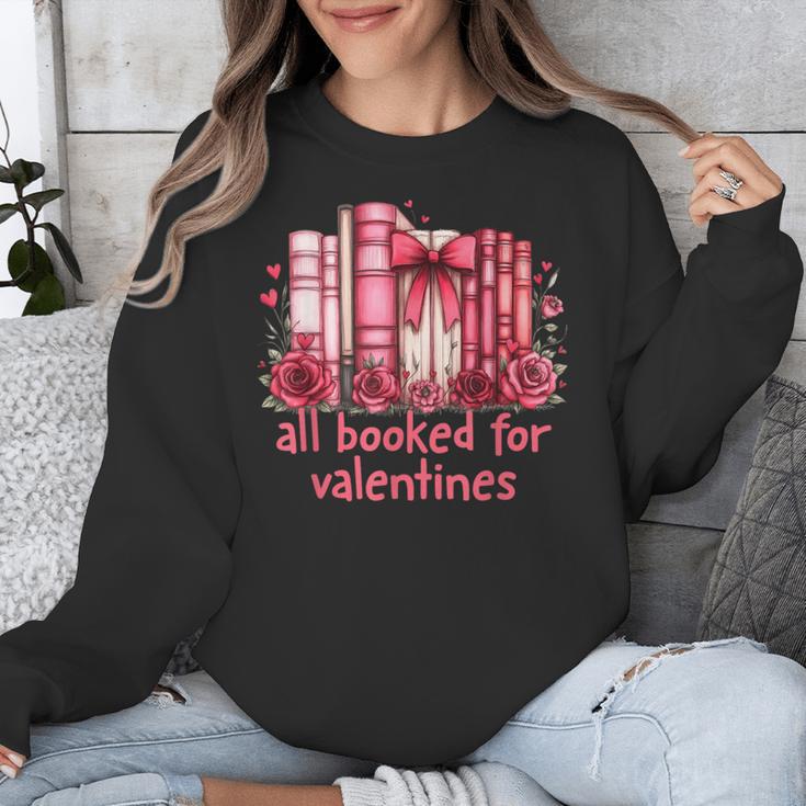 All Booked For Valentines Coquette Bow Book Lover Bookworm Unisex Sweatshirt