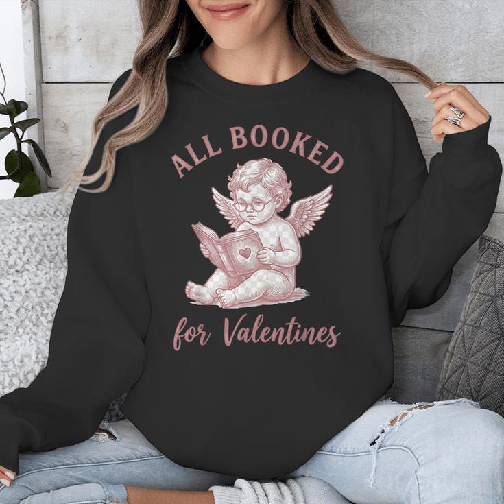 All Booked For Valentines Cute Cherub Vintage Book Lover Unisex Sweatshirt