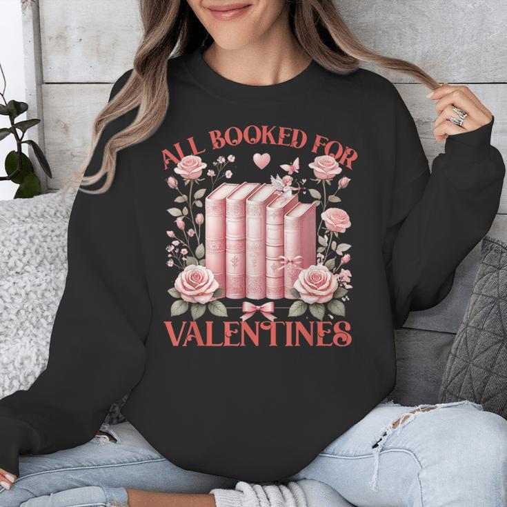 All Booked For Valentines Shirt Romantic Cupid Roses Books Unisex Sweatshirt
