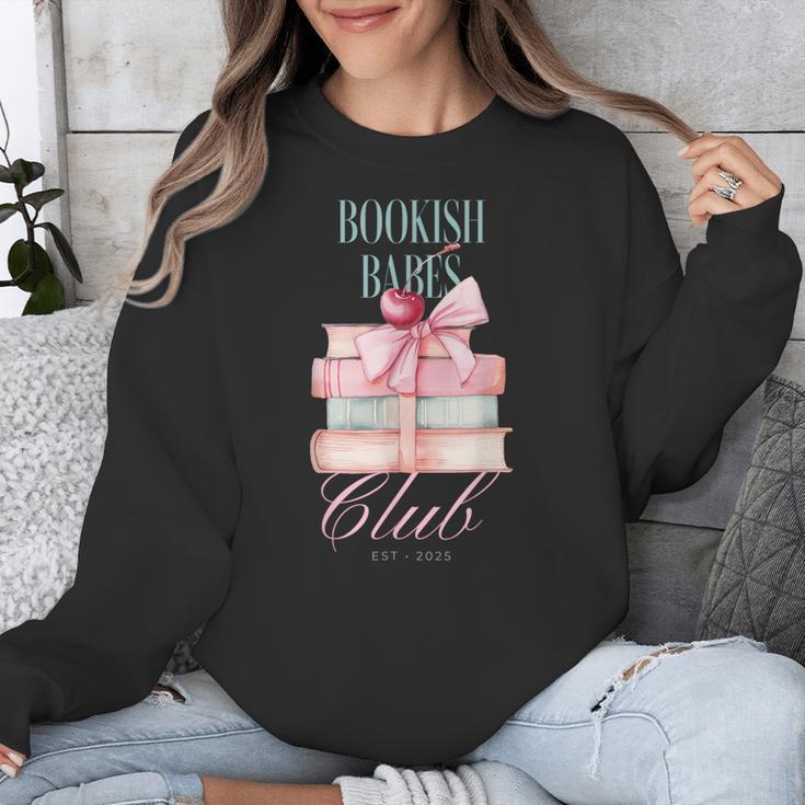 Bookish Babes Club Cute Pink Book Stack With Bow Unisex Sweatshirt
