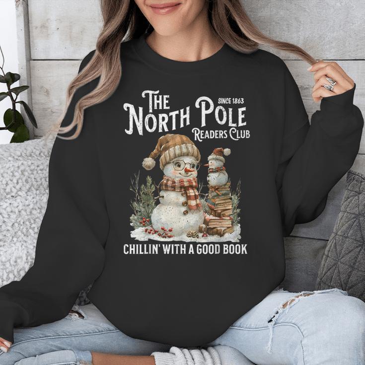 Bookish Christmas North Pole Book Club Snowman Book Worm Unisex Sweatshirt