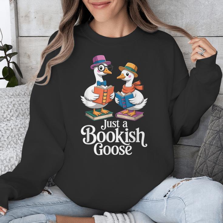 Bookish Goose Cute Geese With Hats Reading Books Unisex Sweatshirt
