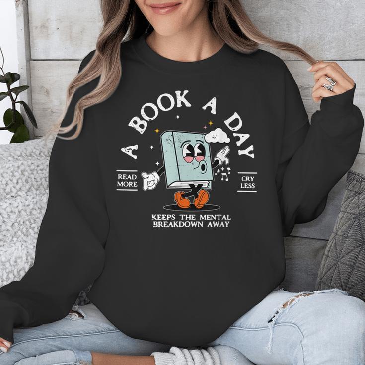 Bookish Mental Health Book A Day Retro Read More Book Unisex Sweatshirt
