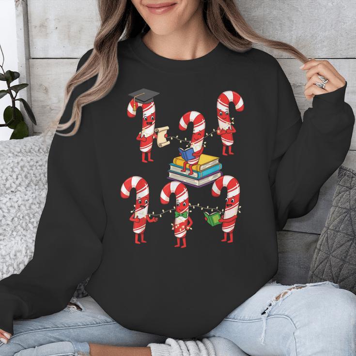 Bookmas Christmas Books Shirt Candy Cane Bookworm Unisex Sweatshirt