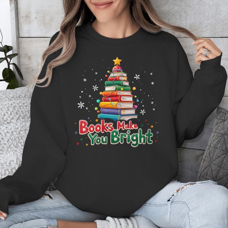 Books Make You Bright Christmas Librarian Book Lover Unisex Sweatshirt