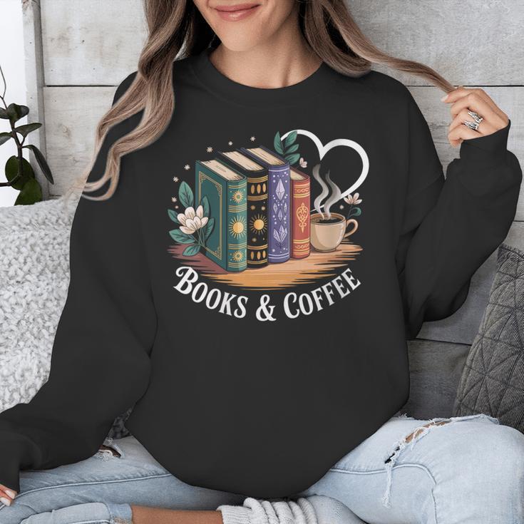 Books And Coffee Book Lover Bookish Green Book Theme Reading Unisex Sweatshirt