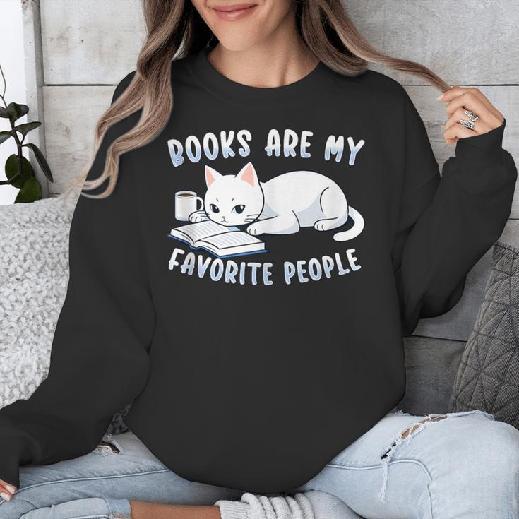 Books Are My Favorite People Cat With Coffee Mug Book Lovers Unisex Sweatshirt Books Are My Favorite People Cat With Coffee Mug Book Lovers Unisex Sweatshirt