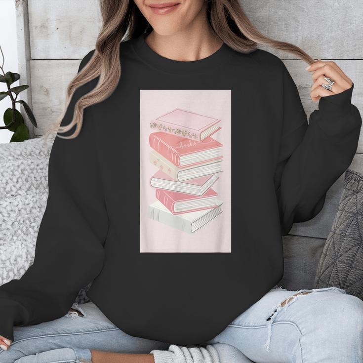 Books Flowers Art Flower Stack Pastel Feminine Unisex Sweatshirt