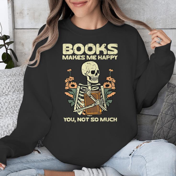Books Make Me Happy Skeleton Read Reading Librarian Book Unisex Sweatshirt Books Make Me Happy Skeleton Read Reading Librarian Book Unisex Sweatshirt