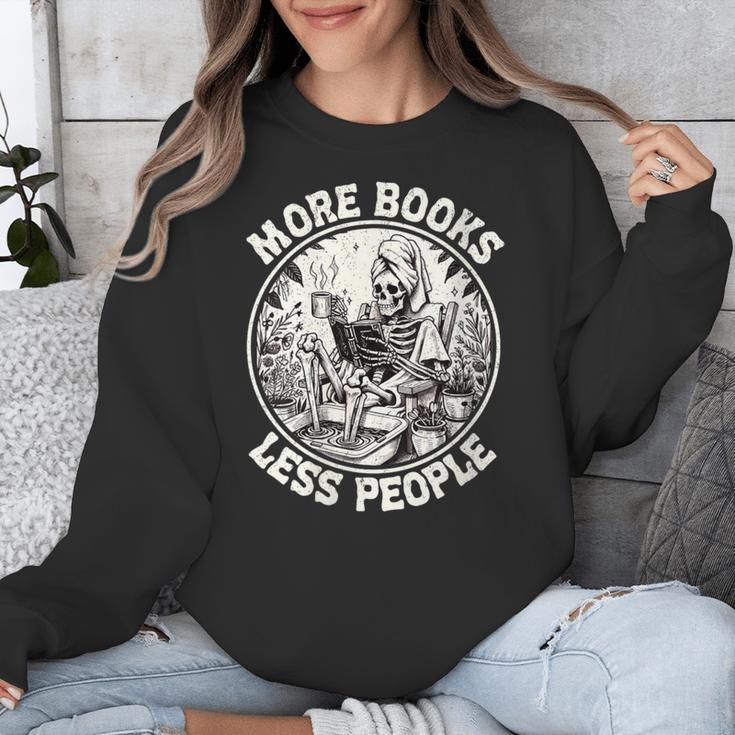 More Books Less People Introvert Skeleton Reading Unisex Sweatshirt
