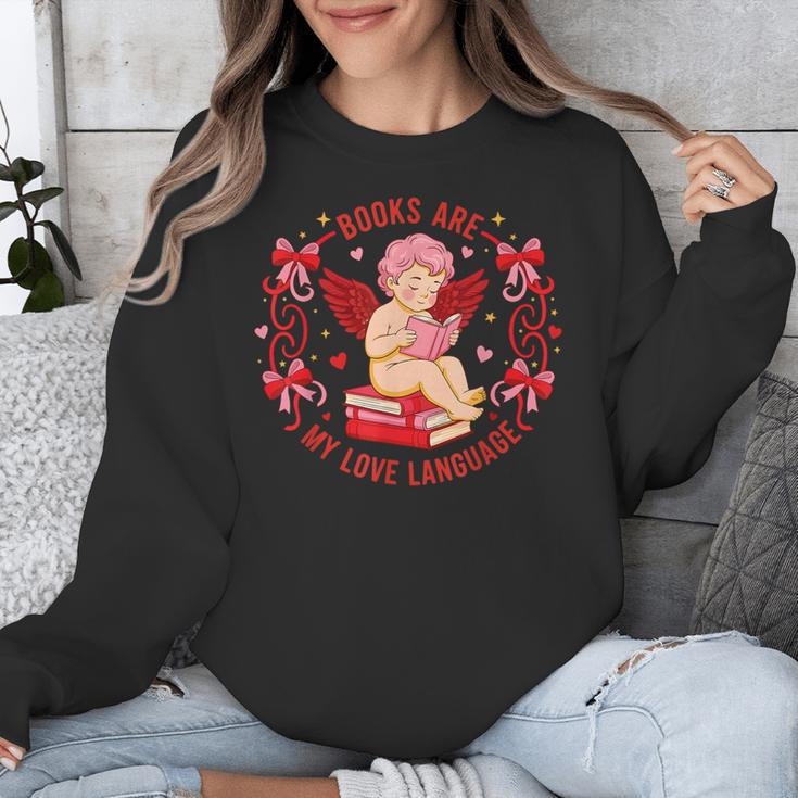 Books Are My Love Language Cupid Reading Book Valentines Day Unisex Sweatshirt