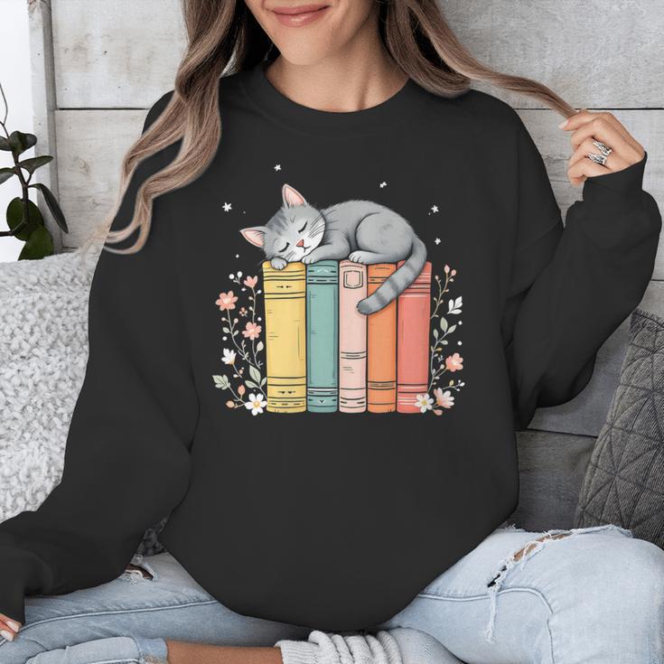 Books Lover Cute Sleepy Cat Relax Reading Vibe Unisex Sweatshirt Books Lover Cute Sleepy Cat Relax Reading Vibe Unisex Sweatshirt