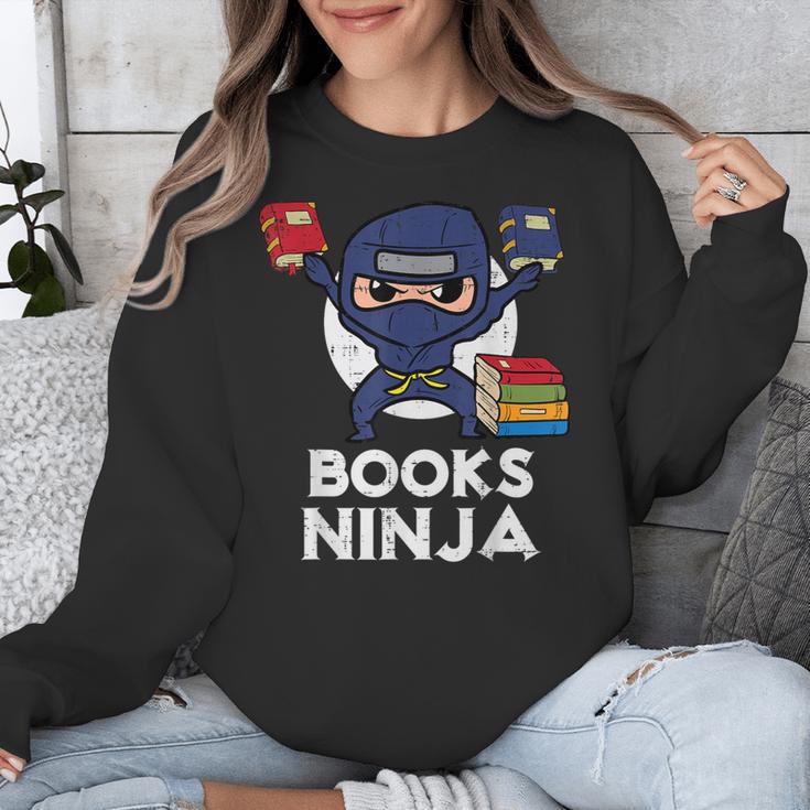 Books Ninja Read Reading Librarian Book Toddler Boys Kids Unisex Sweatshirt