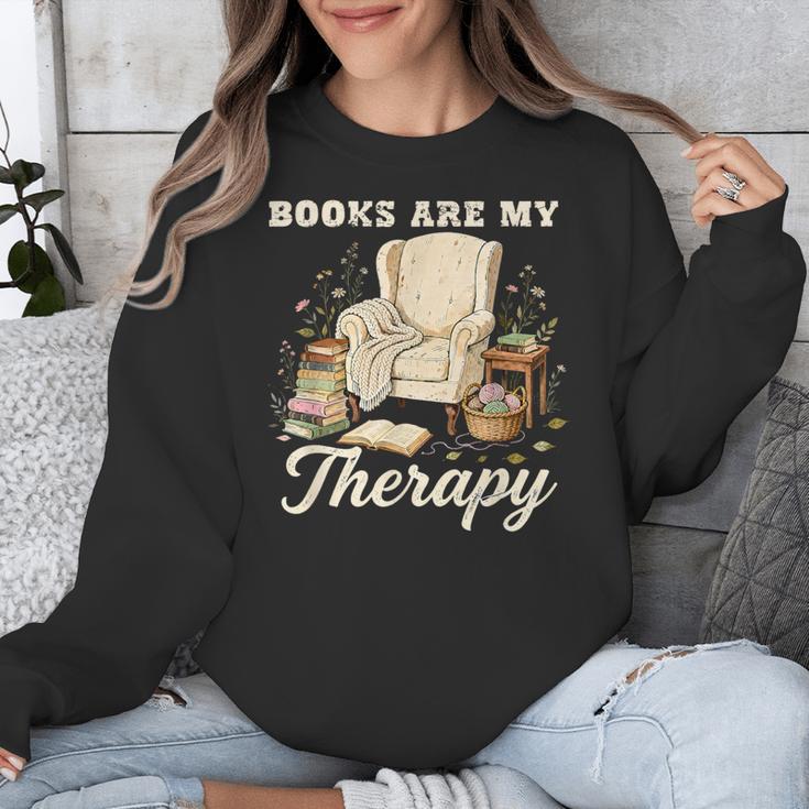 Books Are My Therapy Cozy Reading Chair Artwork Unisex Sweatshirt Books Are My Therapy Cozy Reading Chair Artwork Unisex Sweatshirt