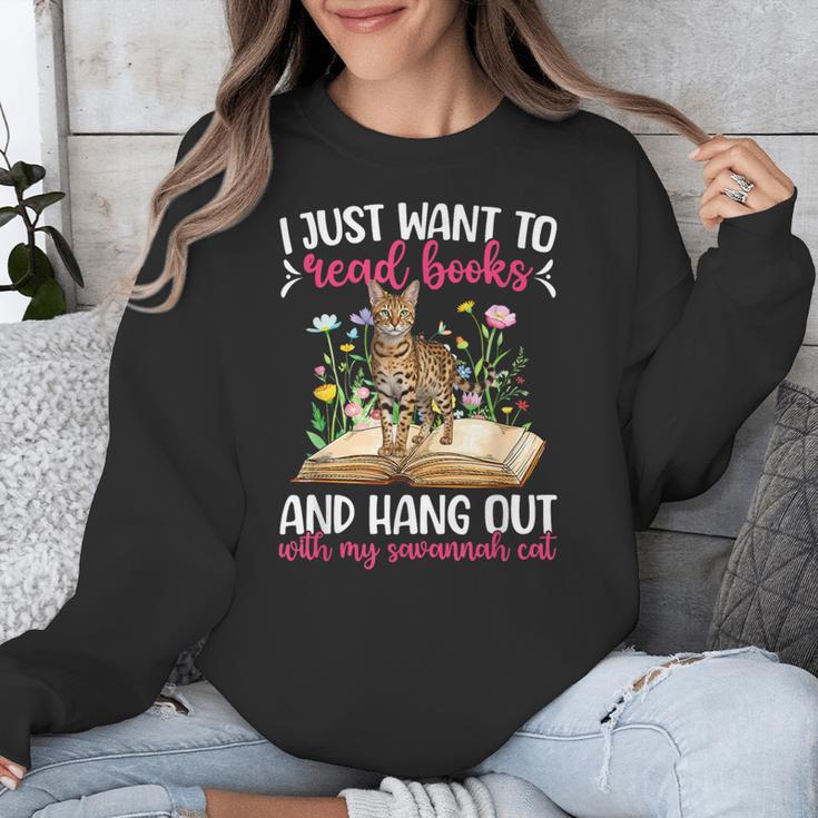 Books And My Savannah Cat Owner Savannah Cat Lover Unisex Sweatshirt