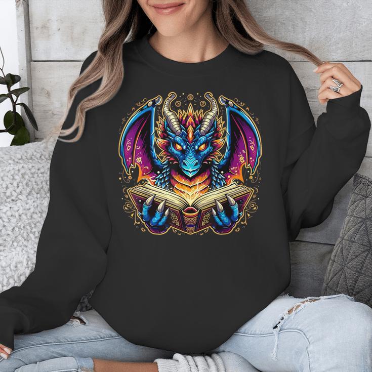 Bookworm Dragon Reading Book Lover Unisex Sweatshirt