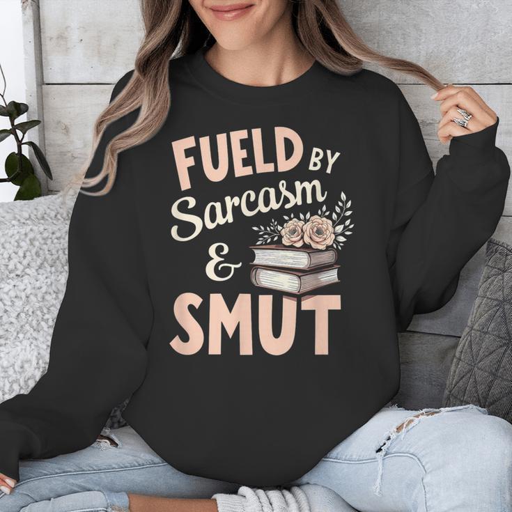 Bookworm Fueled By Sarcasm And Smut Book Reading Unisex Sweatshirt