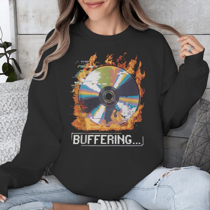Buffering Glitched CD On Fire 2000s Nostalgia Unisex Sweatshirt