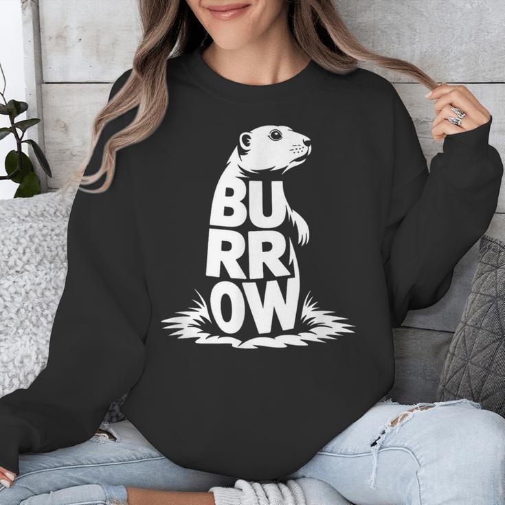 Burrow Prairie Dog Word Art Introvert Nature Retreat Men Women Kids Unisex Sweatshirt