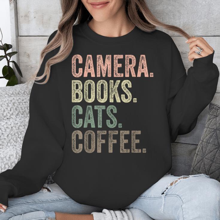 Camera Books Cats And Coffee Lover Photography Men Women Unisex Sweatshirt