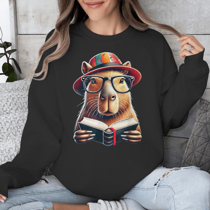 Capybara Bookworm Rodent Reading a Book Unisex Sweatshirt