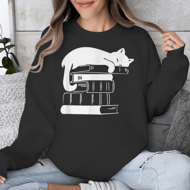 Cat Book Books And Cats Cat Lover Cat Mom Book Lovers Unisex Sweatshirt