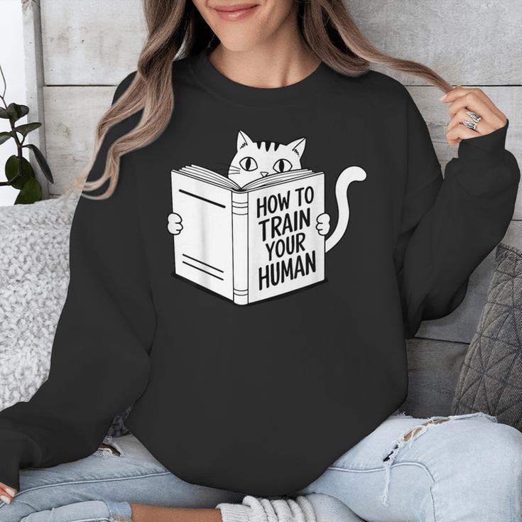 Cat Book Humor How To Train Your Human Unisex Sweatshirt