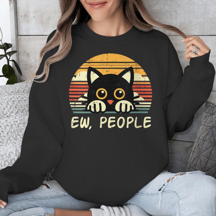 Cat Eww People Introvert Meme Women Men Kids Unisex Sweatshirt