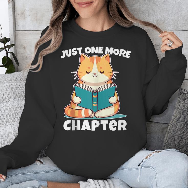 Cat Reading Books Bookworm Read One More Chapter Unisex Sweatshirt