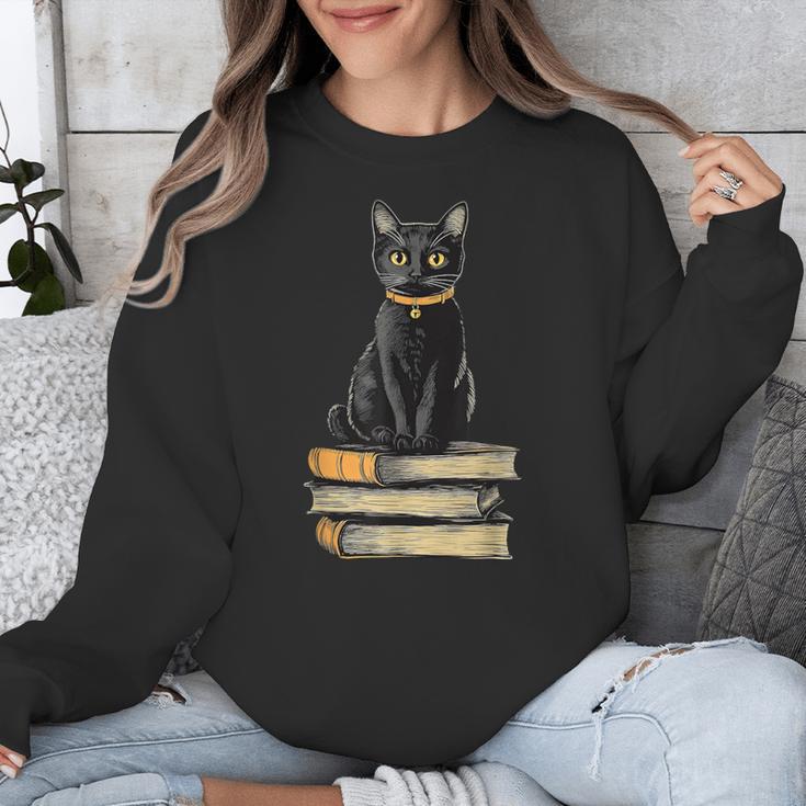 Cat Sitting On Books Unisex Sweatshirt