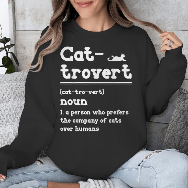 Cat-Trovert Definition Cat Introvert Pet Lover Unisex Sweatshirt
