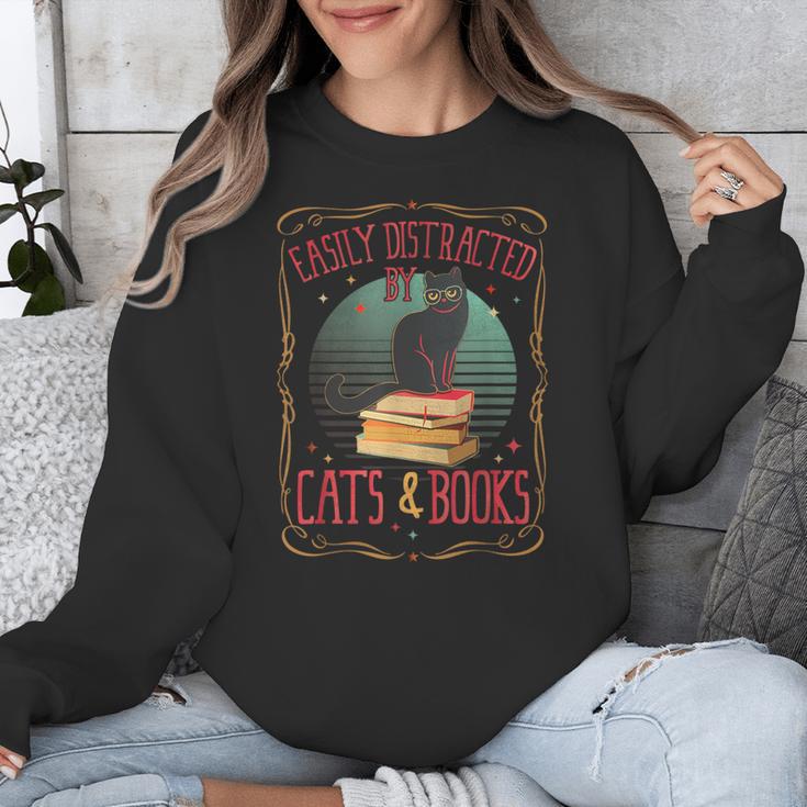Cats And Books Lover Reading Literary Feline Humor Unisex Sweatshirt Cats And Books Lover Reading Literary Feline Humor Unisex Sweatshirt