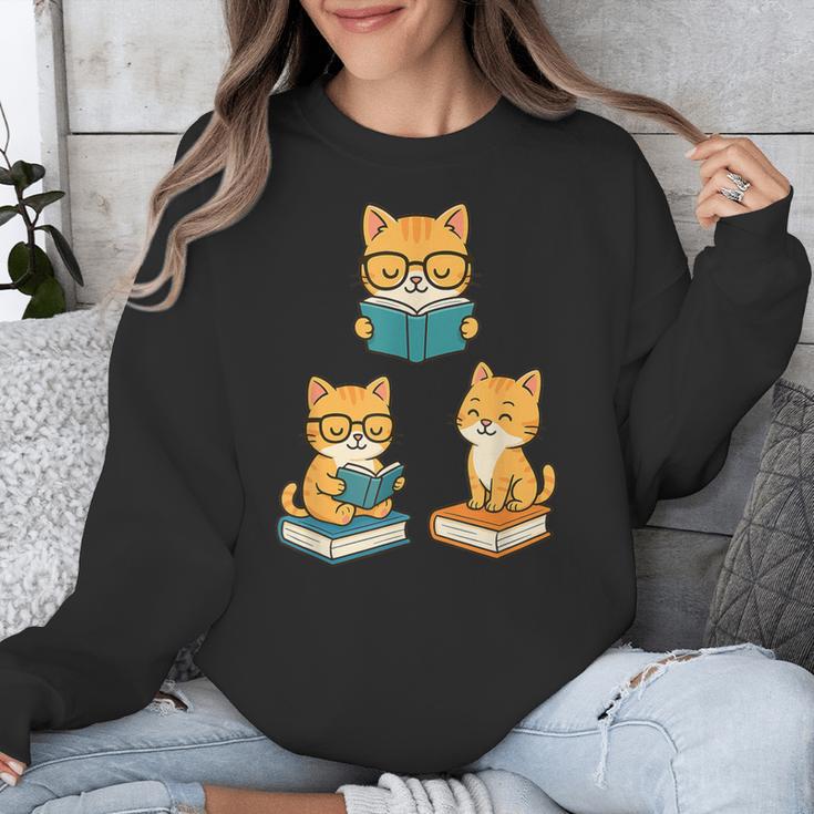 Cats Reading Book Lover Reading Bookworm Reader Unisex Sweatshirt