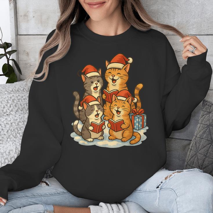 Cats Reading Books Christmas Tree Unisex Sweatshirt