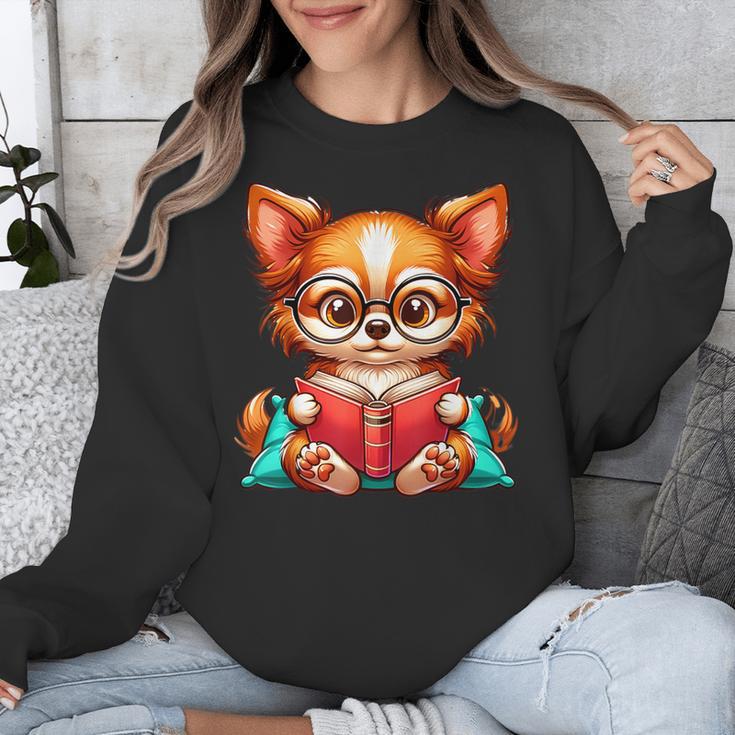 Chihuahua Reading a Book Dog Unisex Sweatshirt Chihuahua Reading a Book Dog Unisex Sweatshirt