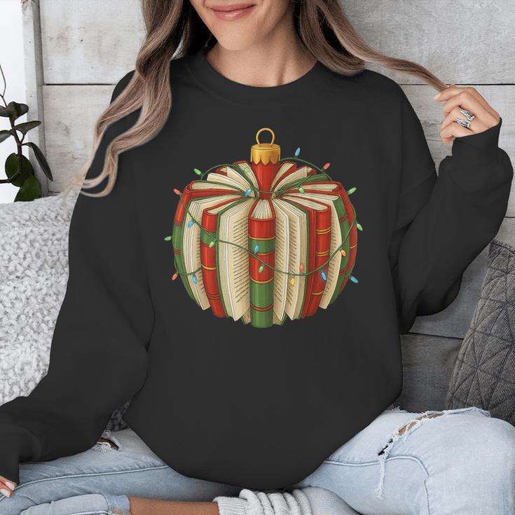 Christmas Book Ornament Lights Holiday Reading Lover Teacher Unisex Sweatshirt