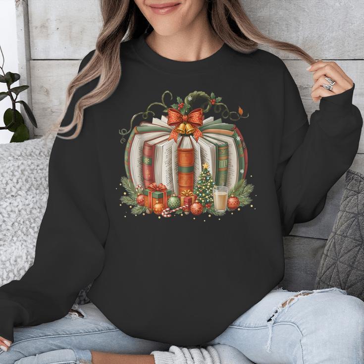 Christmas Book Pumpkin Reading Holiday Lovers Teacher Unisex Sweatshirt Christmas Book Pumpkin Reading Holiday Lovers Teacher Unisex Sweatshirt