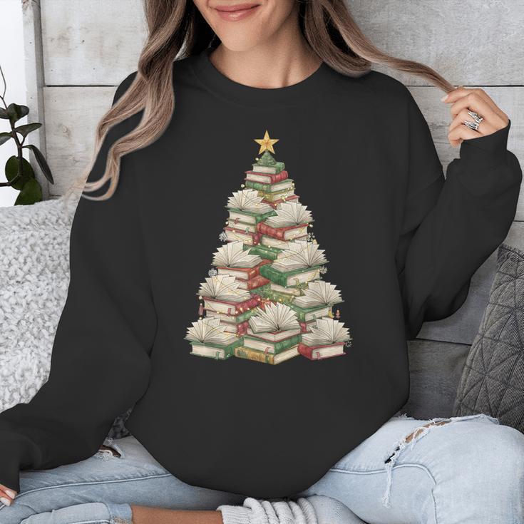 Christmas Book Tree Teacher Book Lover Xmas Librarian Unisex Sweatshirt