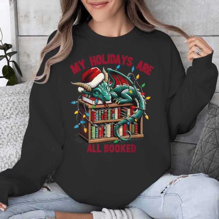 Christmas Dragon My Holidays Are All Booked Book Lovers Kids Unisex Sweatshirt