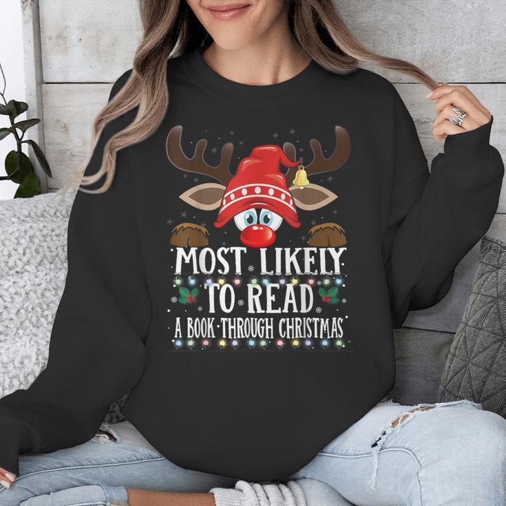 Christmas Matching Most Likely To Read A Book PJS Unisex Sweatshirt