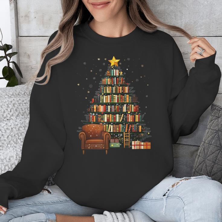 Christmas Tree Bookshelf Book Lover Library Unisex Sweatshirt