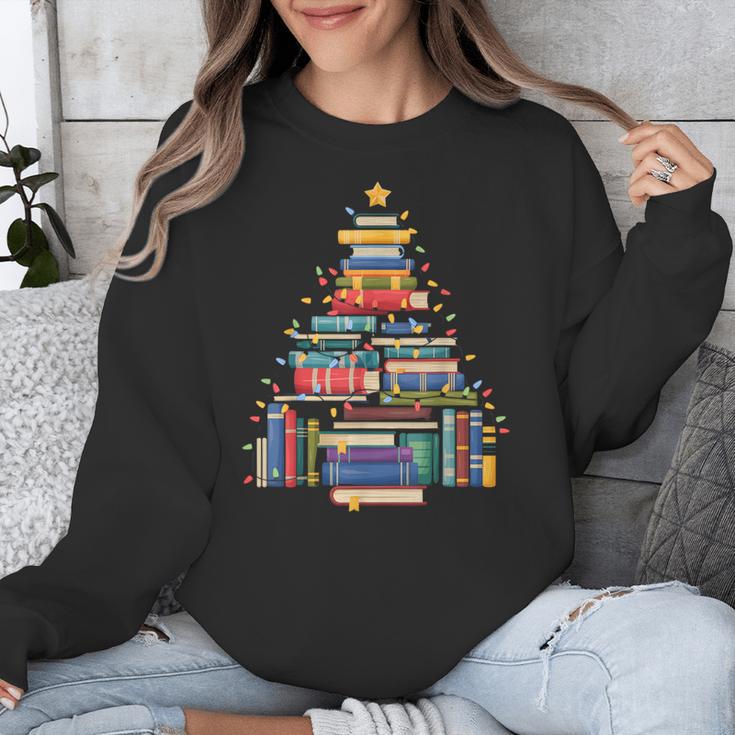 Christmas Tree Made Of Books Librarian Reader Holiday Unisex Sweatshirt
