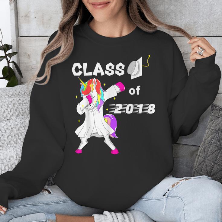 Class Of 2018 Graduation Him Her Unicorn Dabbing Shirt Unisex Sweatshirt