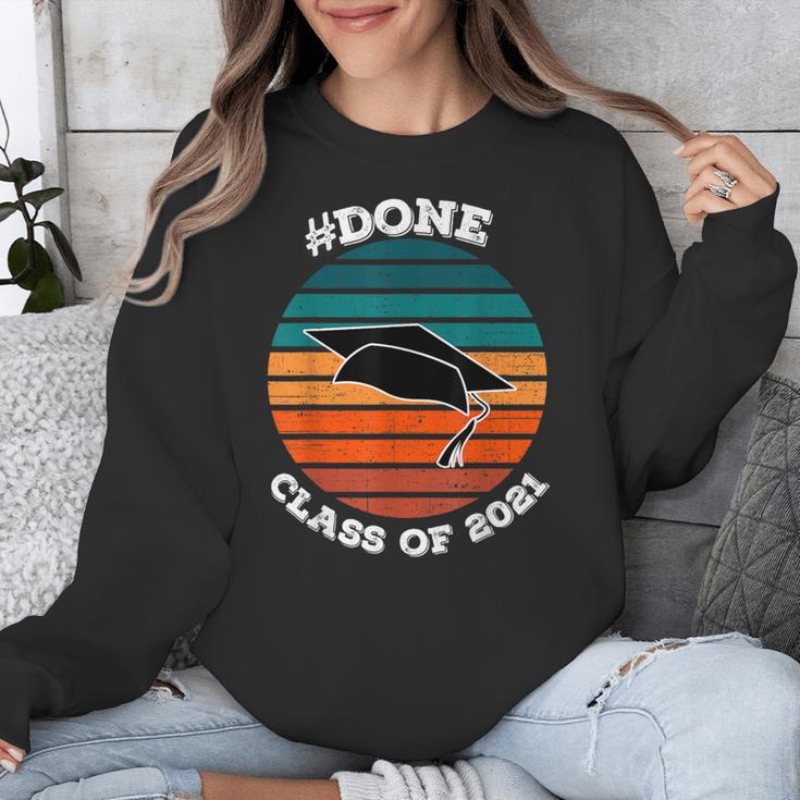 Class Of 2021 Done Senior Graduation Retro Sunset Unisex Sweatshirt
