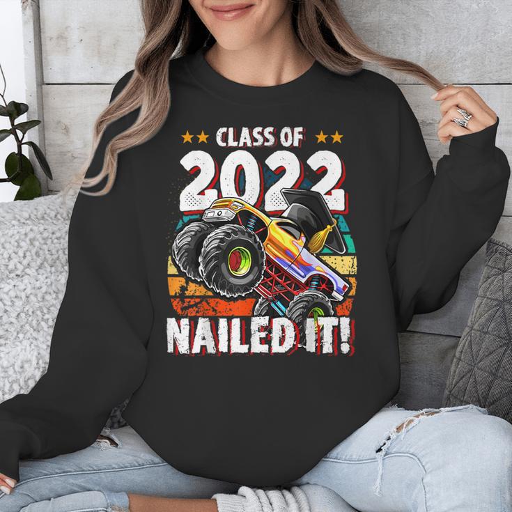 Class Of 2022 Monster Truck Graduation Cap Retro Sunset Boy Unisex Sweatshirt
