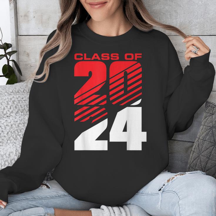 Class Of 2024 High School Senior Graduation Red Sports Style Unisex Sweatshirt