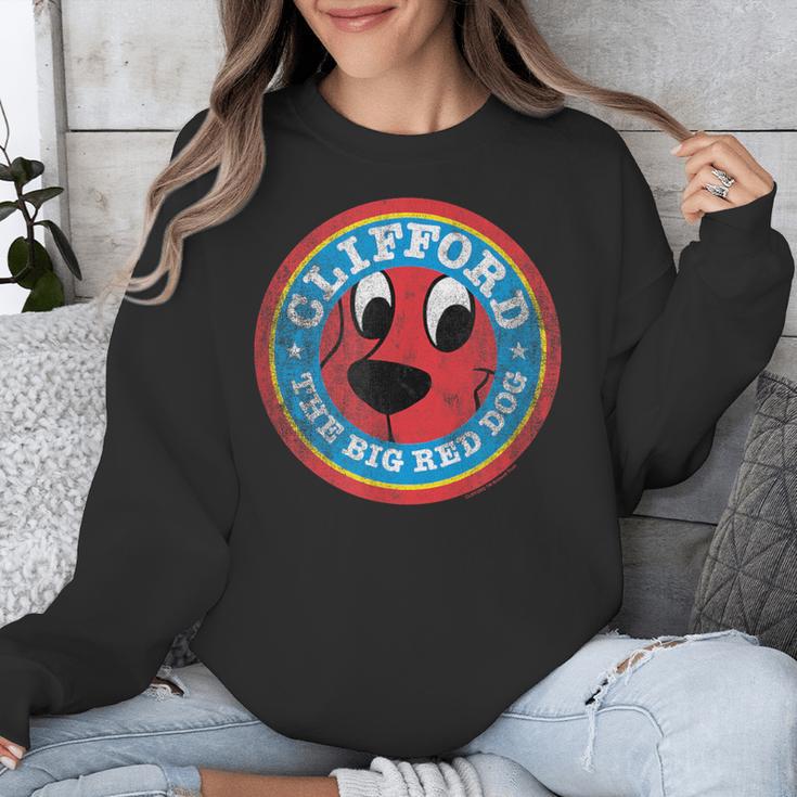 Clifford The Big Red Dog Round Distressed Logo Kids Books Unisex Sweatshirt