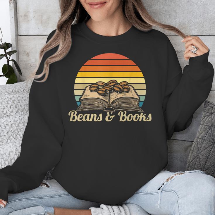 Coffee Beans & Books Retro Bookworm Librarian Unisex Sweatshirt