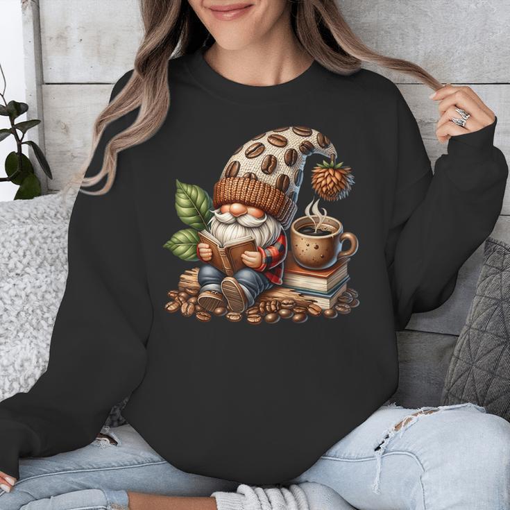 Coffee And Book Reading Accessories For Book Lovers Gnome Unisex Sweatshirt