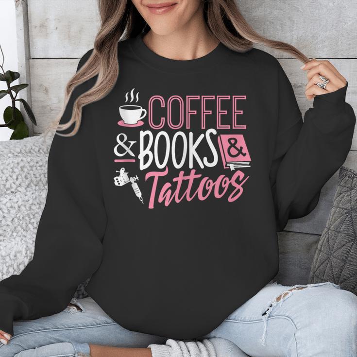 Coffee Lover Shirt Coffee And Books And Tattoos Men Women Unisex Sweatshirt